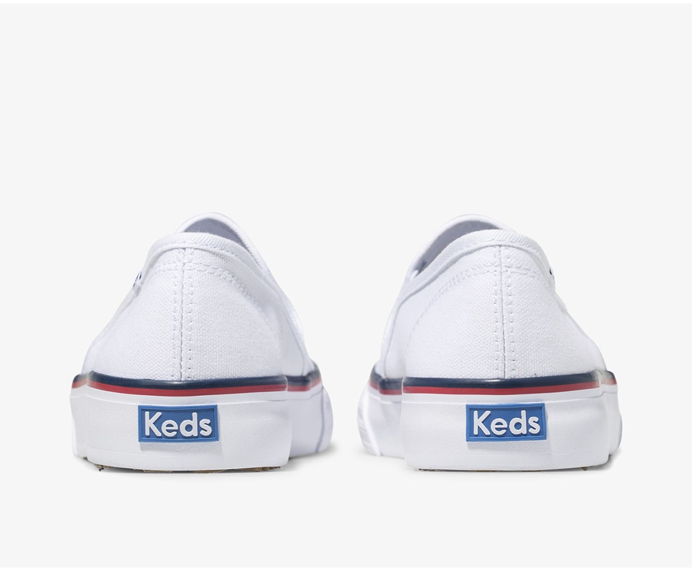 Keds Womens Slip Ons White - Washable Double Decker Varsity - 132LOMFEY